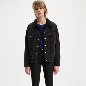 Levi’s Dad Sherpa Trucker Jacket in Lone Ranger Black Oversized XS fits like MED